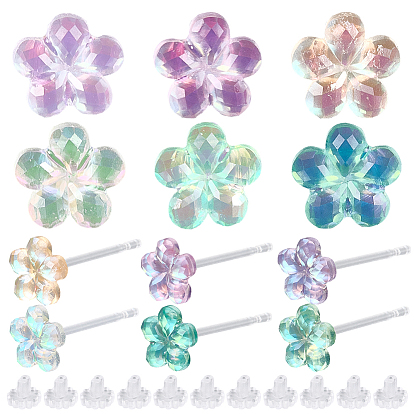 12 пары 6 серьги-гвоздики из цветной смолы, цветок