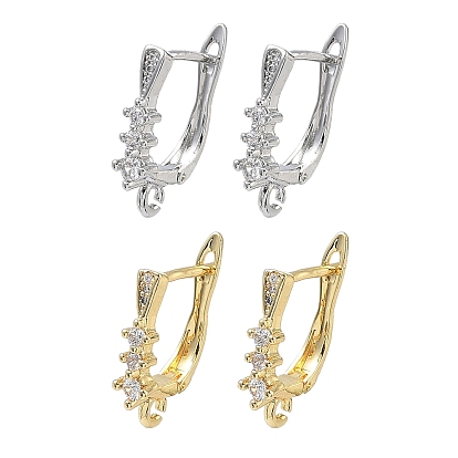 Латунные серьги-кольца из прозрачного кубического циркония, без кадмия и без свинца, долговечный, стойки покрытие, запереть, с петлей