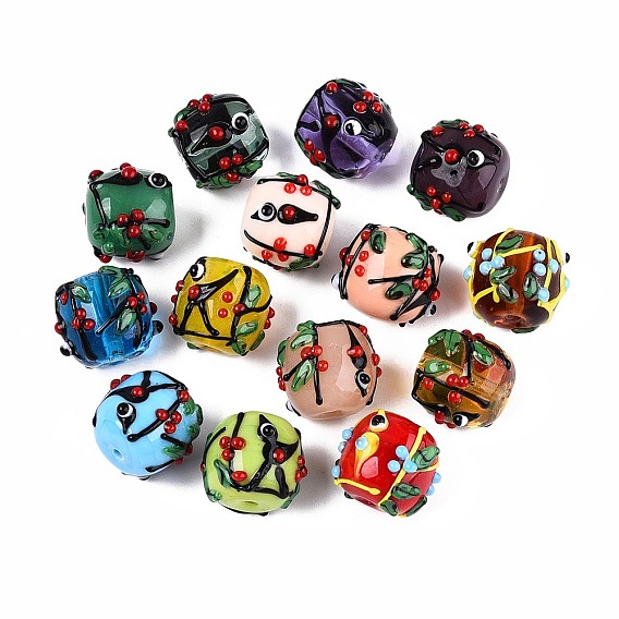 Ручной работы ухабистым Шарики Lampwork, бочка, ветка и глаз