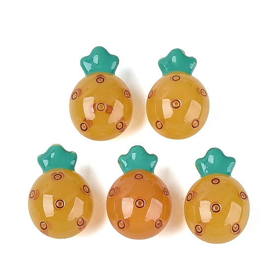 Imitation Jelly Effect Acrylic Beads, Pineapple, with Enamel