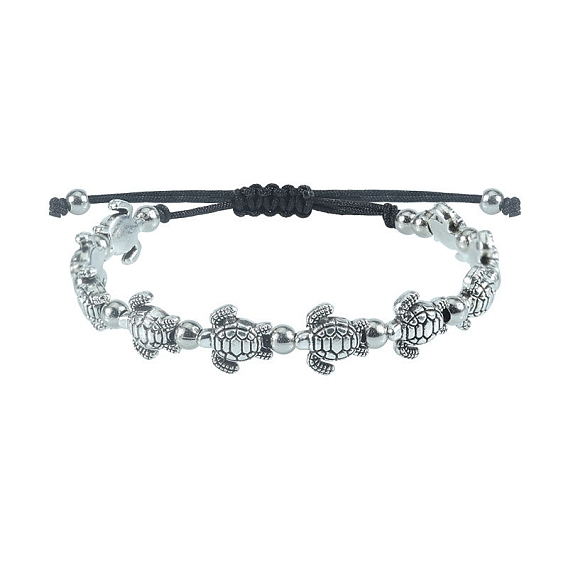 Регулируемые летние пляжные черепаховые металлические плетеные браслеты из бисера, платина