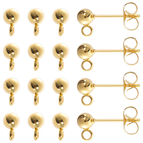 40шт. 304 фурнитура для сережек-гвоздиков с шариковым штифтом из нержавеющей стали, с вертикальными петлями и 316 штифтом из хирургической нержавеющей стали и 40 ушными гайками