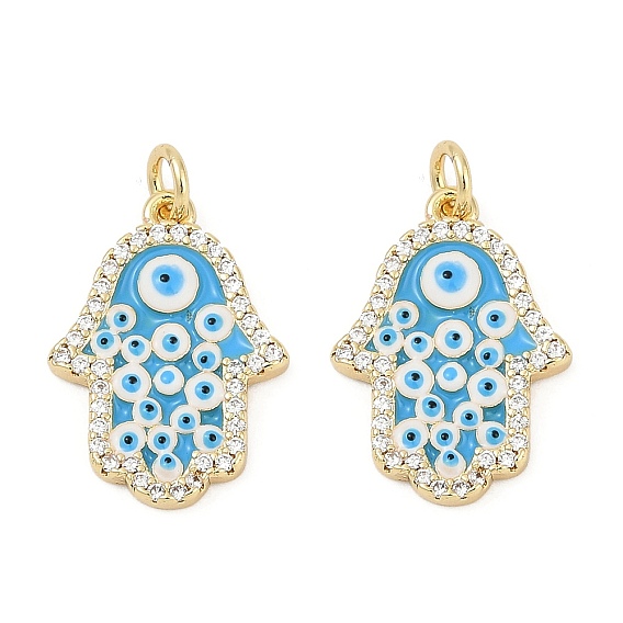 Латунные микро проложить кубического циркония подвески, с эмалью, рука хамса с оберегами от сглаза, без кадмия и без свинца, прочное покрытие, стойки покрытие