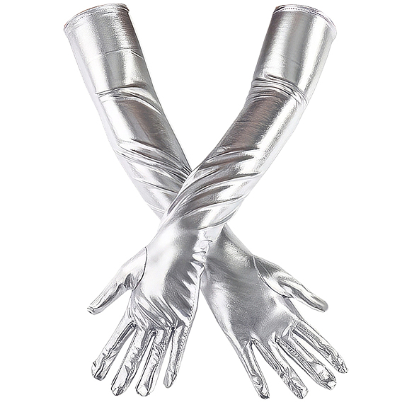 Длинные перчатки из искусственной кожи, металлические перчатки для женского костюма для косплея