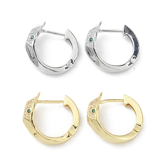 Серьги-кольца с кубическим цирконием из латуни с покрытием из змеиной головы для женщин, долговечный, без свинца и без кадмия