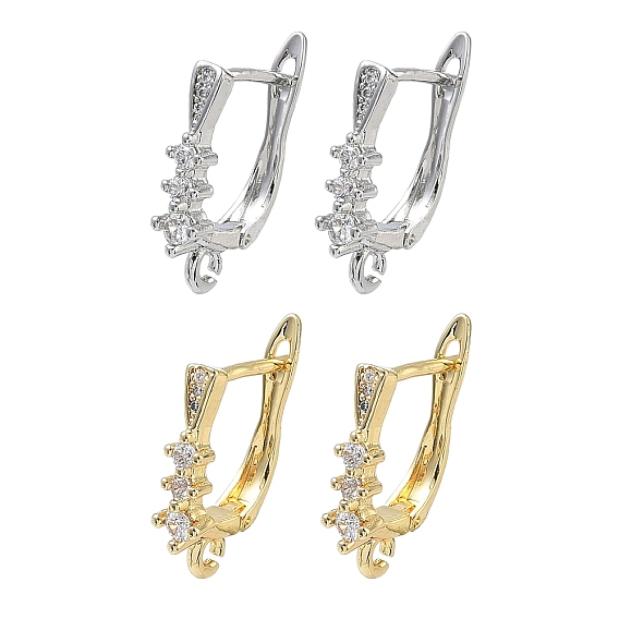 Латунные серьги-кольца из прозрачного кубического циркония, без кадмия и без свинца, долговечный, стойки покрытие, запереть, с петлей