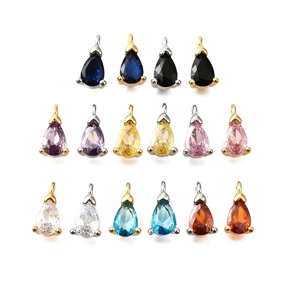 Латунные микро проложить кубического циркония подвески, без кадмия, без никеля и без свинца, слезинки, настоящий 18k позолоченный/платиновый