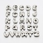 Letter Slider Beads for Watch Band Bracelet Making, Platinum Plated Alloy Crystal Rhinestone Slide Charms, Cadmium Free & Nickel Free & Lead Free, 11~13x9~11.5x4~5mm, Hole: 7.5~8x1mm
