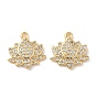 Латунные микро проложить кубического циркония прелести, лотос, без никеля , реальный 18 k позолоченный