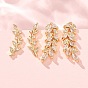 Pendientes trepadores de latón con circonitas cúbicas engastadas, hoja, real 18 k chapado en oro, sin plomo y cadmio, larga duración plateado, chapado en rack