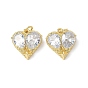 Латунные микро проложить кубического циркония подвески, сердце, с целью перехода в кольце, без свинца и без кадмия, долговечный