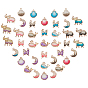 Alloy Resin Pendants, with Glitter Powder, Lead Free, Golden, Butterfly & Scallop Shell Shape & Elephant & Moon & Dolphin