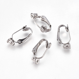 304 Stainless Steel Clip-on Earring Converters Findings, for Non-Pierced Ears