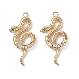 Pendentifs en laiton zircon cubique transparent, plaqué longue durée, serpent
