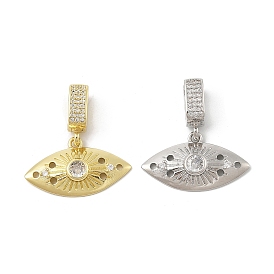 Brass Micro Pave Cubic Zirconia Pendants, Eye Charms