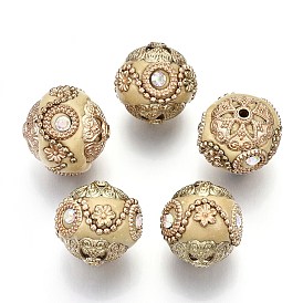 Индонезийские бусины ручной работы, с металлическая фурнитурой, золотой цвет покрытием, круглые
