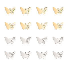 16 шт 2 цвета 304 подвески из нержавеющей стали, полый, бабочки прелести