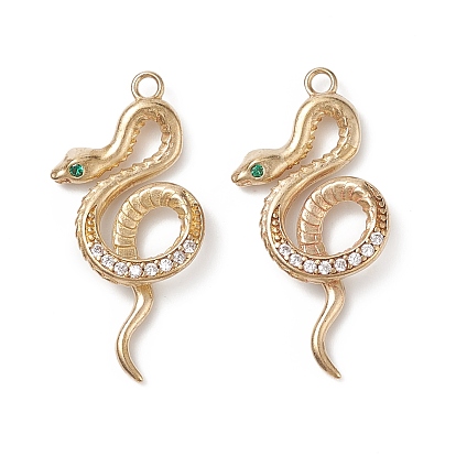 Pendentifs en laiton zircon cubique transparent, plaqué longue durée, serpent