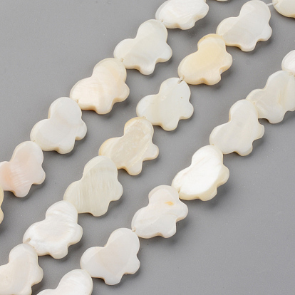 Natural Freshwater Shell Beads Strands, Top Drilled Beads, Butterfly