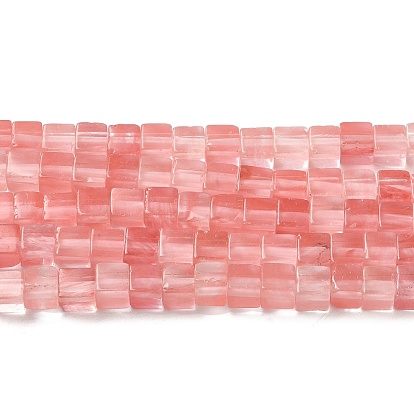 Cherry Quartz Glass Beads Strands, Cube