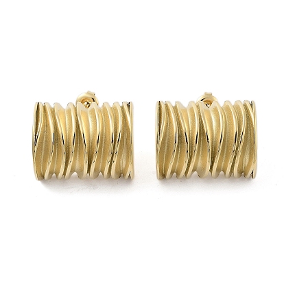 Twist Column 304 Stainless Steel Stud Earrings, Half Hoop Earrings