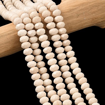 Натуральные нити из окаменелости, граненые, рондель