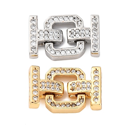 Латунное микропейв, прозрачный кубический цирконий, складные застежки, без кадмия, без никеля и без свинца, квадратный