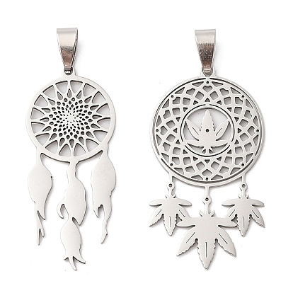 201 подвески из нержавеющей стали, тканая сетка/паутина с подвеской из перьев, лазерная резка