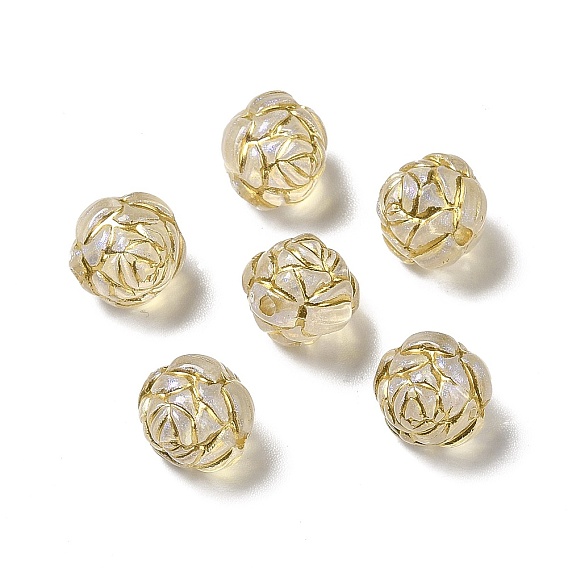 Perles acryliques transparentes, métal doré enlaça, fleur