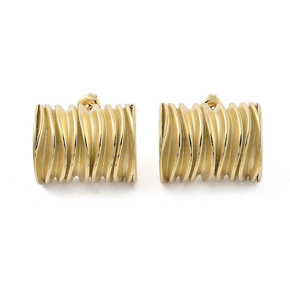 Twist Column 304 Stainless Steel Stud Earrings, Half Hoop Earrings