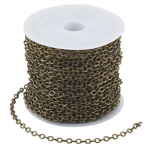 10 м латунные кабельные цепи, пайки, с катушкой, Плоско-овальные, без кадмия, без никеля и без свинца