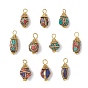 Подвески из Индонезии, с латунной фурнитурой и окрашенным синтетическим кораллом и бирюзой, разноцветные, античное золото 