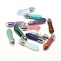 Bullet Platinum Plated Alloy Gemstone Pointed Pendants, Cadmium Free & Lead Free, 33~40x8mm, Hole: 3mm