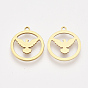 201 Stainless Steel Pendants, Laser Cut Pendants, Flat Round with Eagle