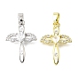 Латунные микро проложить кубического циркония подвески, крест с крыльями, долговечный, без свинца и без кадмия, стойки покрытие