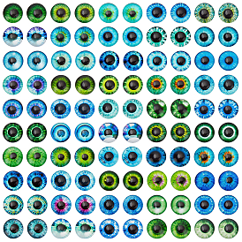 100 шт 50 стиль стеклянные кабошоны, полукруглый с рисунком от сглаза