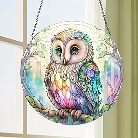 Acrylic Window Hanging Ornaments, Owl Suncatcher Home Window Decoration