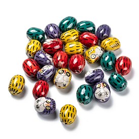 Handmade Porcelain Beads, Famille Rose Style, Owl