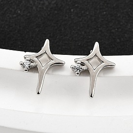 Серьги-гвоздики из латунного микро-паве, звезда