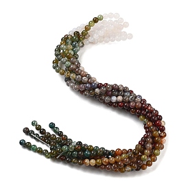 Natural Grey Agate and Indian Agate Beads Strands, Gradient Style, Round