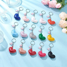 Брелки из искусственной кожи в форме сердца и круглого акрила, разноцветные
