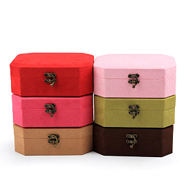 Suede Velvet Portable Jewelry Storage Box with Clasp, Mirror, for Bracelet, Necklace, Earrings Storage, Rectangle