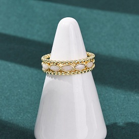 Латунные эмалевые манжеты открытые кольца для женщин, лошадиный глаз , стойки покрытие, долговечный, без свинца и без кадмия