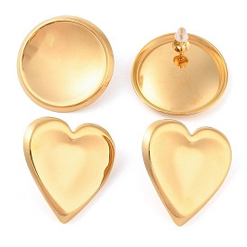 304 Stainless Steel Stud Earrings, Real 18K Gold Plated