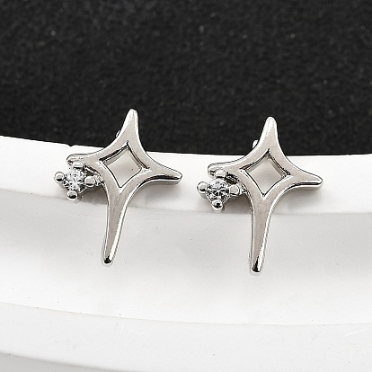 Серьги-гвоздики из латунного микро-паве, звезда
