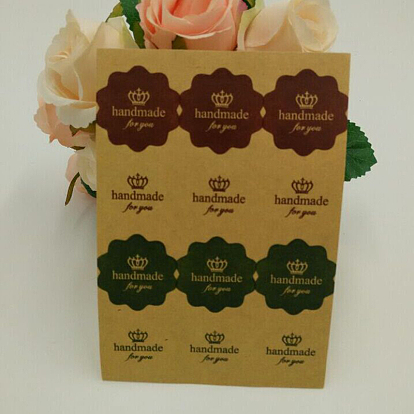 Sealing Stickers, Label Paster Picture Stickers, Flower with Word "Hand Made for You"