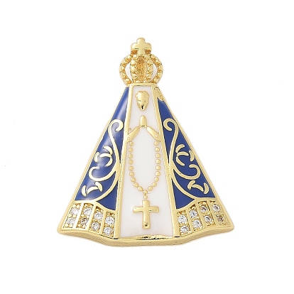 Латунные микро проложить кубического циркония подвески, Эмаль стиле, леди апаресида, стойки покрытие, без кадмия и без свинца, долговечный, треугольные