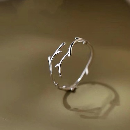 Рог оленя с родиевым покрытием 925 манжеты из стерлингового серебра