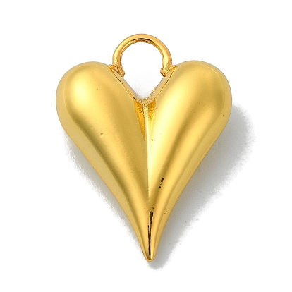 Rack Plating Brass Pendants, Long-Lasting Plated, Lead Free & Cadmium Free, Heart