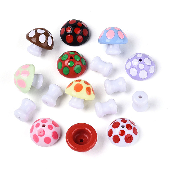2 шт. непрозрачные акриловые эмалевые бусины, гриб